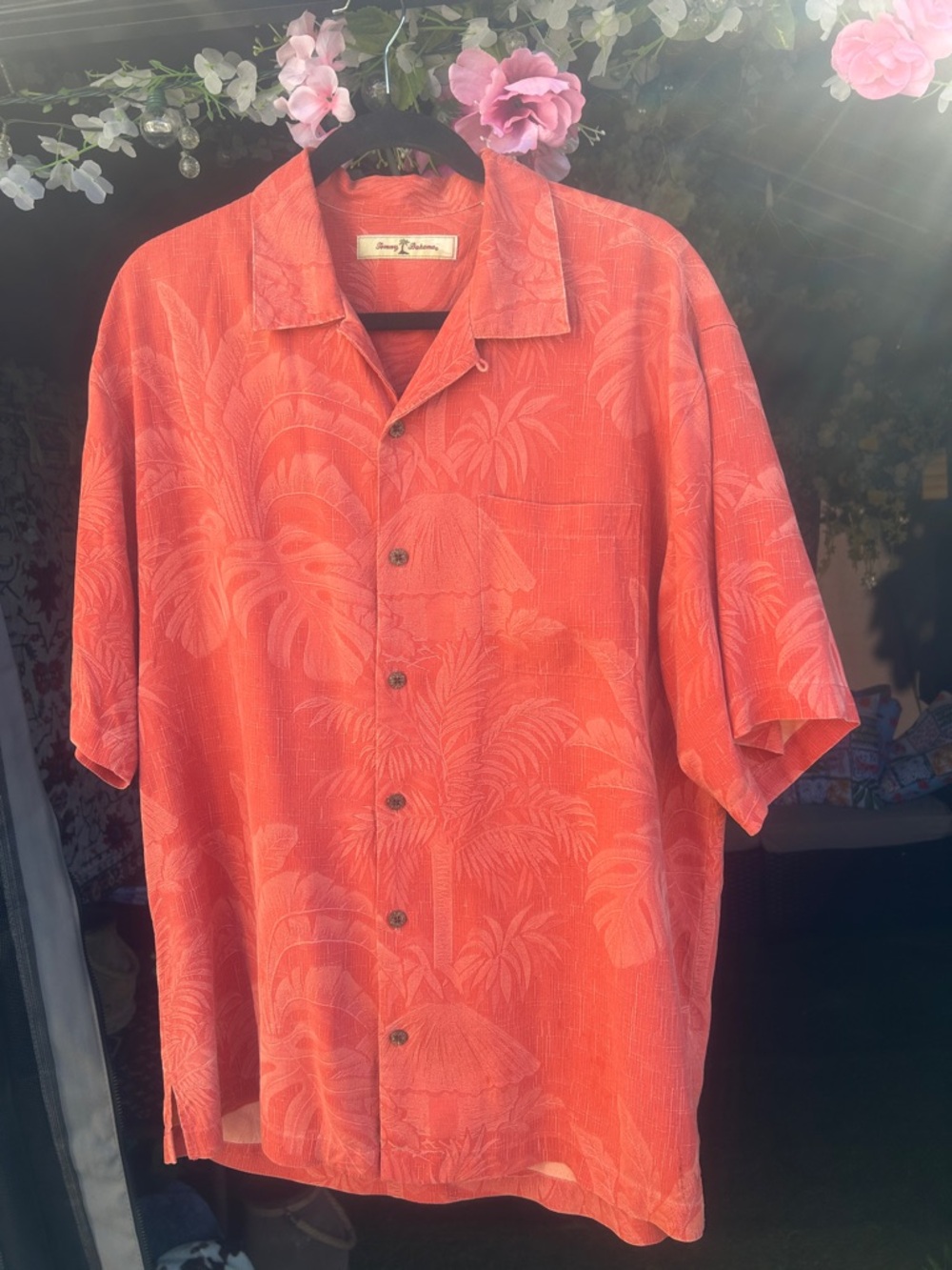 Tommy Bahama Coral Red Tropical Camp Shirt